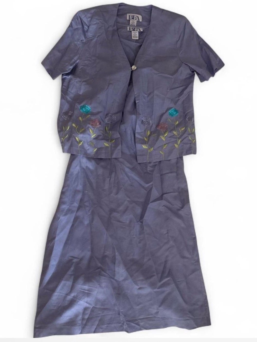 BEA Lavender Floral Embroidered Midi Dress Set